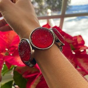 Eclectic Ruby Red Jeweled Bracelet